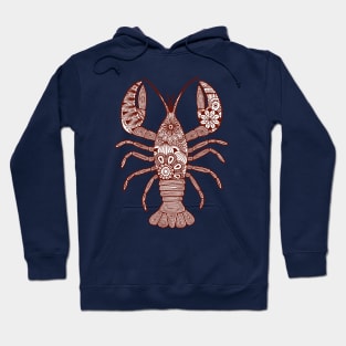 Lobster (brown and white vertical) Hoodie